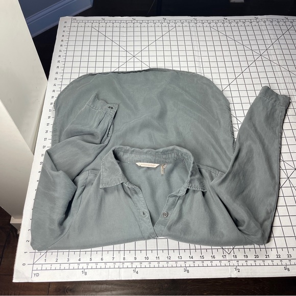 Soft Surroundings Green Long Sleeve Button Down Shirt Dress S Lyocell Soft Comfy - Picture 10 of 11